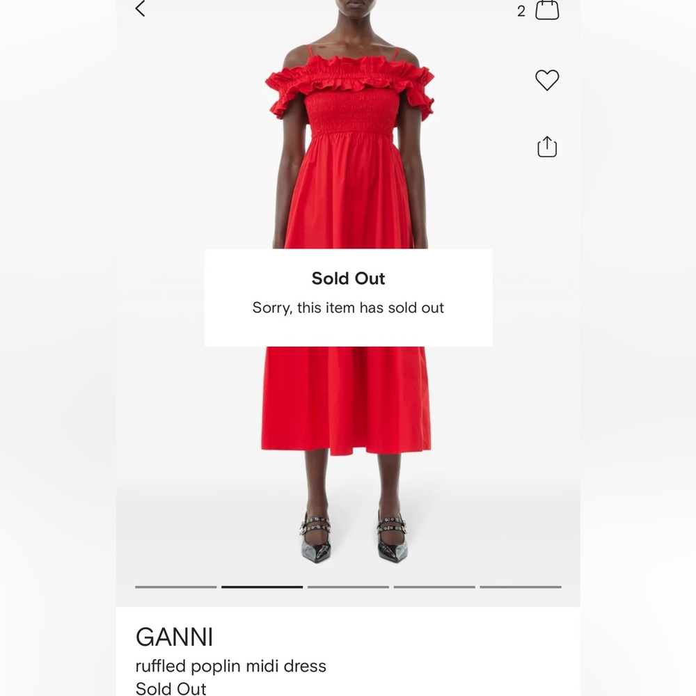 Ganni Ruffled Poplin Midi Dress